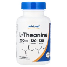 뉴트리코스트 테아닌 L테아닌 엘테아닌 아미노산 200mg 120캡슐 Nutricost L Theanine 120 Capsules, 1개