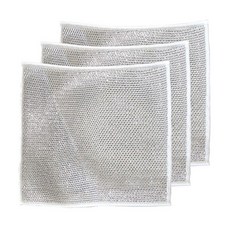 鋼絲洗碗布：不沾油乾濕兩用廚房多功能清潔抹布, 1個, 20X20cm 銀絲抹布(單片)
