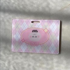 【小鳥的店】文創壓克力卡套票卡夾證件夾套 贈彈簧繩 生活用品配件百貨精品, UU粉黄,粉色, 1個
