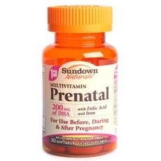 SUNDOWN NATURALS 日落恩賜 產前綜合維他命軟膠囊 200mg, 30顆, 1罐