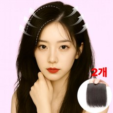 별오점 여성 똑딱이 붙임머리 부분 가발 헤어피스, 2개, 블랙