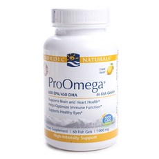 Nordic Naturals Pro Omega 650 EPA 450 DHA 1000mg 檸檬無麩質魚膠, 1個, 60 件