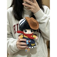 10/15/20cm 인형 가죽 솜깅이 솜인형옷 아이돌 베레모 재킷 귀여운 인형옷 솜인형, 리틀 우디 모자+셔츠+멜빵+스카프+신발
