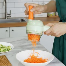 아트리빙스 야채다지기 슬라이서 마늘 채소 고기 이유식 채썰기 만능 전동 채칼, 1개, 그린