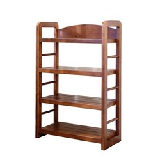 BuyJM 實木胡桃木色多功能書架，學生辦公室置物收納架, 四層架