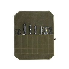 手提便攜式帆佈廚師刀具收納包 拉鏈款 戶外野餐刀具收納袋, 1個, 軍綠色 -7個刀具位置 極速髮貨
