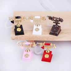 짱패브릭 인형 룸박스 미니어처 엔틱전화기, 화이트, 1개