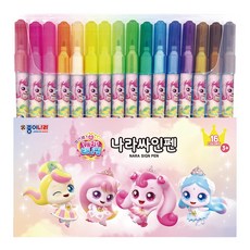 종이나라 프린세스 캐치 티니핑 나라싸인펜 16색, 혼합, 1개