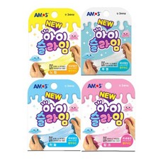 아모스 뉴 아이슬라임 70g x 4종 세트, 투명 + 노랑 + 핑크 + 하늘, 1세트