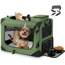 寵物提籠 貓狗外出籠 手提車載 適合中大型犬貓, 綠色, 1個