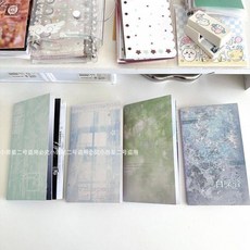 彩色定頁本 ins風手賬本 學生用 便攜窄本 拼貼日記本 筆記本記事 40頁, 1個, 清時語一本