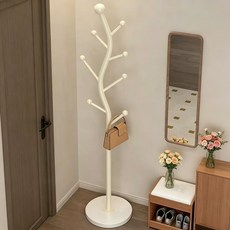 Healthy Home 넘어지지 않는 철제 스탠드행거 옷걸이 모자걸이 가방걸이, 아이보리+블랙
