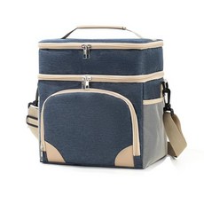 여성용 런치 박스 2칸 단열 토트백 대형 누출 방지 소프트 쿨러 직장 피크닉 여행용, 네이비