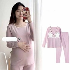 가을 겨울 임산부 긴팔 내복 세트 임산부 수유용 따뜻한 내의 세트 베이스레이어 JXH
