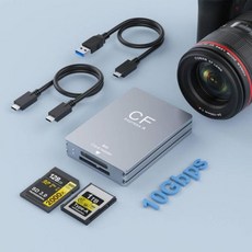CFexpress Type A & SD 카드 리더기 듀얼 슬롯 USB 3.2 Gen 2 10Gbps 초전송 속도 리더 C - C/USB 케이블이있는 어댑터 Windows / M, CFexpress Type A & SD 카드 리더기 듀
