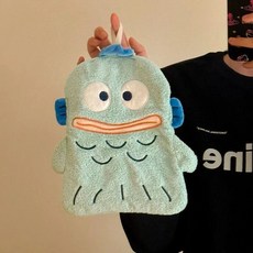 可愛小丑魚造型珊瑚絨吸水掛式手巾，兒童家用速乾擦手巾，廚房衛生間必備卡通手帕, 1個, 藍鰭丑丑魚
