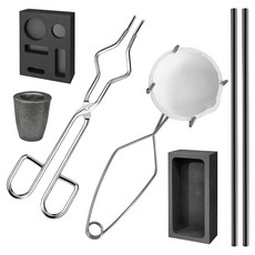 넬리로 흑연 용융 키트 5-in-1 금형 1KG 잉곳 교반 스틱 석영 및 도가니 금속 제련용 집게가 포함된 8피스 토치 주조 세트