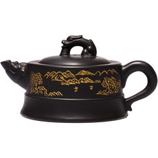 原礦烏金泥紫砂泡茶壺功夫茶道, 1個, 烏金泥:如圖所示