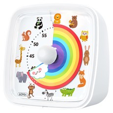공부타이머 타이머 공부타이머스톱워치 공부타이머스톱워치무소음 타이머 주방타이머 공부스톱워치 무소음스톱워치, 1개, 무지개 숲 동물 1개, 무지개 숲 동물
