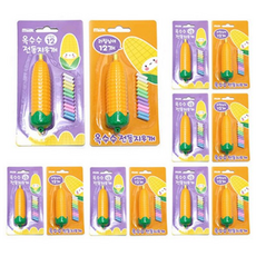 miilk 옥수수 전동지우개 2종 세트, 혼합 색상, 6세트