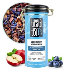 Tiesta Tea - Blueberry Wild Child 루스 리프 블루베리 히비스커스 허브티 카페인 없음 핫 & 아이스 티 156g(5.5온스) 틴 케이스 - 50, Tiesta Tea - Blueberry Wild Ch, 1