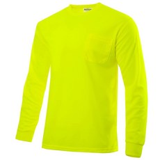 JORESTECH Safety Bright Visibility 긴소매 작업용 티셔츠 가슴 포켓 포함 수분 흡수 원단 라임., XX-Large, 라임