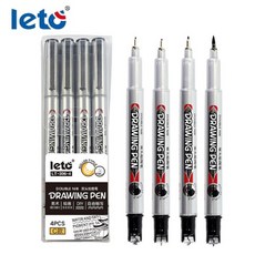 LETO 레토 양면팁 양쪽 수성 극세 먹선펜 건담마커 드로잉펜 0.3mm-브러시 LT-306-4(C), 1개