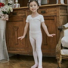원이가게 아동 유아 여아 베이직 반팔 레오타드 화이트 발레복 7~15호