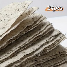 24p 고급스러운 앤티크 빈티지 수제 뽕나무 종이 찢어짐방지 캘리그라피 서예 공예용 종이 네추럴 색상 물감 가능, 24개, 전체 시트