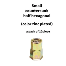 리벳 인서트 너트 스테인리스 스틸 알루미늄 아연 도금 플랫 카운터싱크 헤드 나사산 캡 너트서트 M3, 03 M4, 02 Carbon steel-10PC