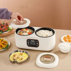 자칠 다기능 스마트 듀얼 전기냄비 밥솥 샤브샤브 오뎅 반반냄비 멀티쿠커 타이밍기능, 2L+2L