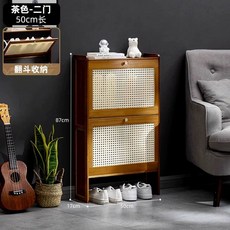 대나무 원목 나무 신발장 코너 3단 현관 슬림, E. 초박형 17cm 브라운  2도어 50길이 네트워크