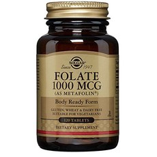 SOLGAR 葉酸無糖素食錠 1000mcg, 120顆, 1罐