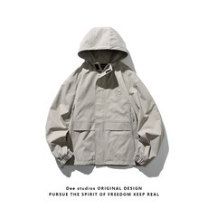 Dee studios일본 패션 브랜드 기능성 바람 후드 의류 바지 남녀 봄 느슨한 재킷