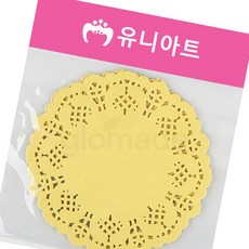 글샵 칼라 종이 레이스 중형 노랑 파티플레이팅