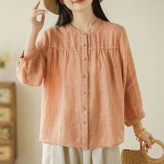 은창)여름 숲 소담 린넨 혼방 블라우스 셔츠 여름 상의 티셔츠 봄 가을 퍼프 아우 은창