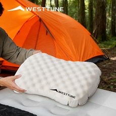 WESTTUNE 캠핑용 에어 필로우 휴대용 압축 가능 아이스 실키 필로우 아웃도어 여행 베개, 1개, 베이지