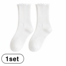 차쿠 여성 프릴 레이스 패션 양말 발목 중목 10켤레