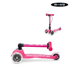 마이크로킥보드_미니 폴더블 디럭스 LED (색상선택) 유아 어린이 세발킥보드, 핑크
