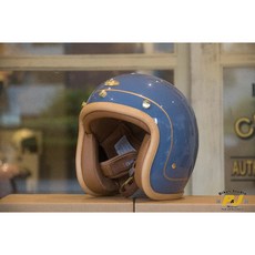 P&J 捷寶 騎士部品 Chief Charites 二代 復古安全帽 象牙白, 亮光藍,L, 1個