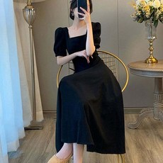 (스타일하우스)원피스 OPS 여성스런 벌룬소매 스퀘어넥 블랙