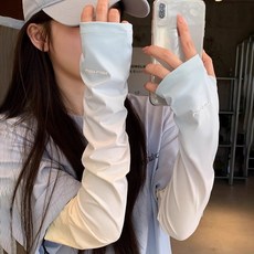 防曬冰袖 冰絲袖套 寬鬆可調節男女防曬袖套, 漸變【藍黃】, 1個