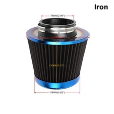 에어 인테이크 필터 3인치 버닝 76mm 블루 스테인리스 인덕션 키트, 상세설명참조, Iron Burnt Black