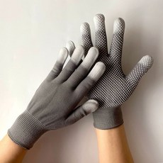 工作手套 點膠涂指透氣防滑加強手指耐磨釣魚騎行搬運開車工作尼龍男女手套, 涂指點膠灰色3雙, 1個