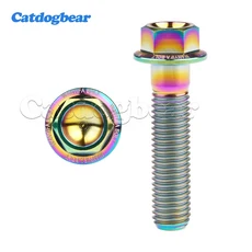 Catdogbear 티타늄 볼트 M7 x10 15 20 25 30 35 40 45 50mm 나사 스레드 피치 1.0mm 오토바이 플랜지 헤드, 08 10mm, 01 M7, 03 Rainbow