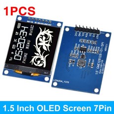 새로운 1.5 인치 "128x128 OLED 쉴드 스크린 모듈 Arduino 용 STM32 Raspberry Pi 흰색/노란색, [02] 7PIN White