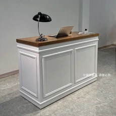 테이블 카운터 데스크리셉션 사무실 회사 프런트 리셉션 원목 카페 캐셔, 7. 화이트+오렌지 (좌)