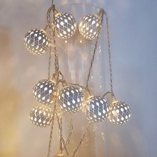 10구 USB LED 화이트볼 가랜드 전구 2m 웜색