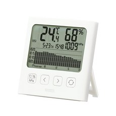 일본 직배송 타니타 그래프 첨부 디지털 온습도계 TT-594 TANITA 시계 캘린더 기능부 온도계 습도계 실온계 기압계, 1개