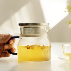 티온 내열유리 차주전자 저그+거름망뚜껑세트 티포트, 2개, 400ml, 투명